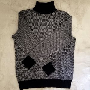 Navy Chevron Knit Turtleneck Sweater Large